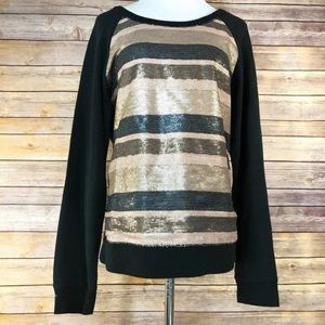 Victoria's Secret Black Sequin Striped Sweatshirt Women’s size S/ P